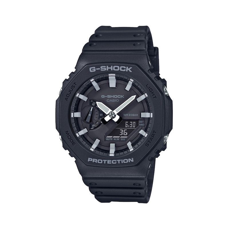 Main Image 1 of Men's Casio G-Shock Icon Analog-Digital Black Resin Strap Watch with Black Dial (Model: GA2100-1A)