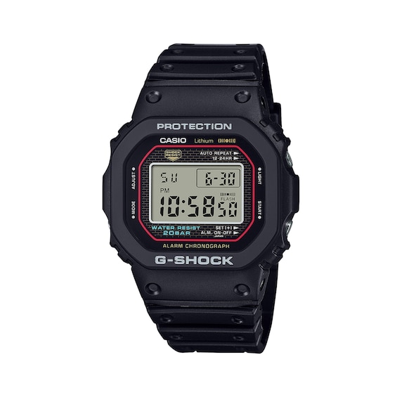 Men's Casio G-Shock Icon Digital Black Resin Strap Watch with Octagonal Grey Dial (Model: Dw5000R-1A)