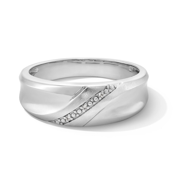 Diamond Accent Satin Slant Band in 10K Gold