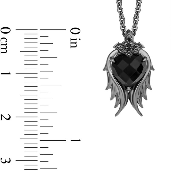 Enchanted Disney Villains Maleficent Onyx and Black Diamond Wings Pendant and Stud Earrings Set in Black Sterling Silver