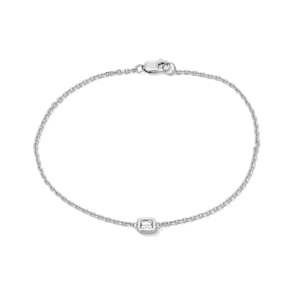1/4 CT. Emerald-Cut Certified Lab-Grown Diamond Solitaire Chain Bracelet in Sterling Silver (F/Vs2)