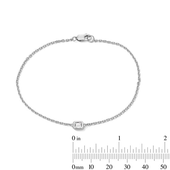 1/4 CT. Emerald-Cut Certified Lab-Grown Diamond Solitaire Chain Bracelet in Sterling Silver (F/Vs2)