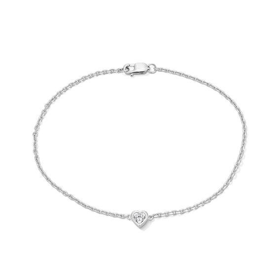 1/4 CT. Heart-Shaped Certified Lab-Grown Diamond Solitaire Chain Bracelet in Sterling Silver (F/Vs2)