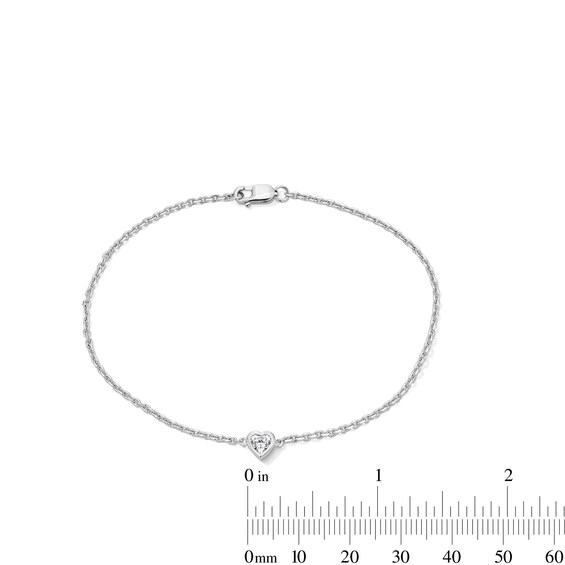 1/4 CT. Heart-Shaped Certified Lab-Grown Diamond Solitaire Chain Bracelet in Sterling Silver (F/Vs2)