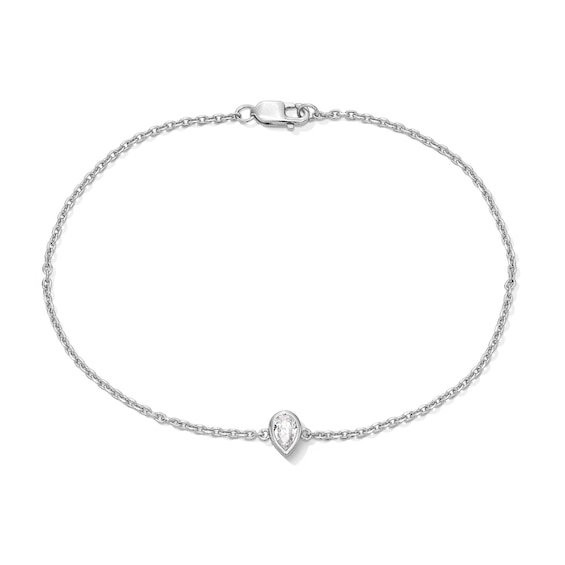 1/4 CT. Pear-Shaped Certified Lab-Grown Diamond Solitaire Chain Bracelet in Sterling Silver (F/Vs2)