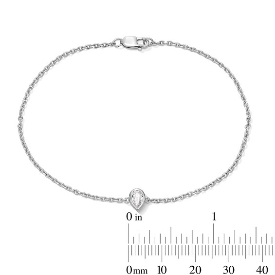1/4 CT. Pear-Shaped Certified Lab-Grown Diamond Solitaire Chain Bracelet in Sterling Silver (F/Vs2)