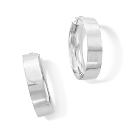 35.0mm Flat Tube Hoop Earrings in Hollow Sterling Silver