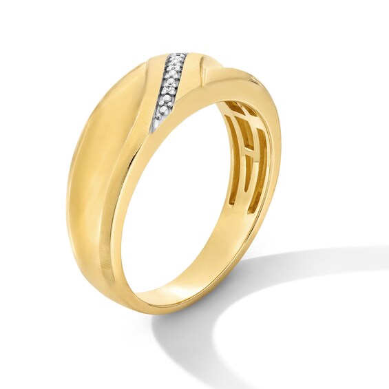 Diamond Accent Satin Slant Band in 10K Gold