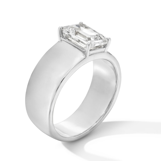2 CT. Emerald-Cut Certified Lab-Grown Diamond Solitaire Thick Shank Engagement Ring in 14K White Gold (F/Vs2)
