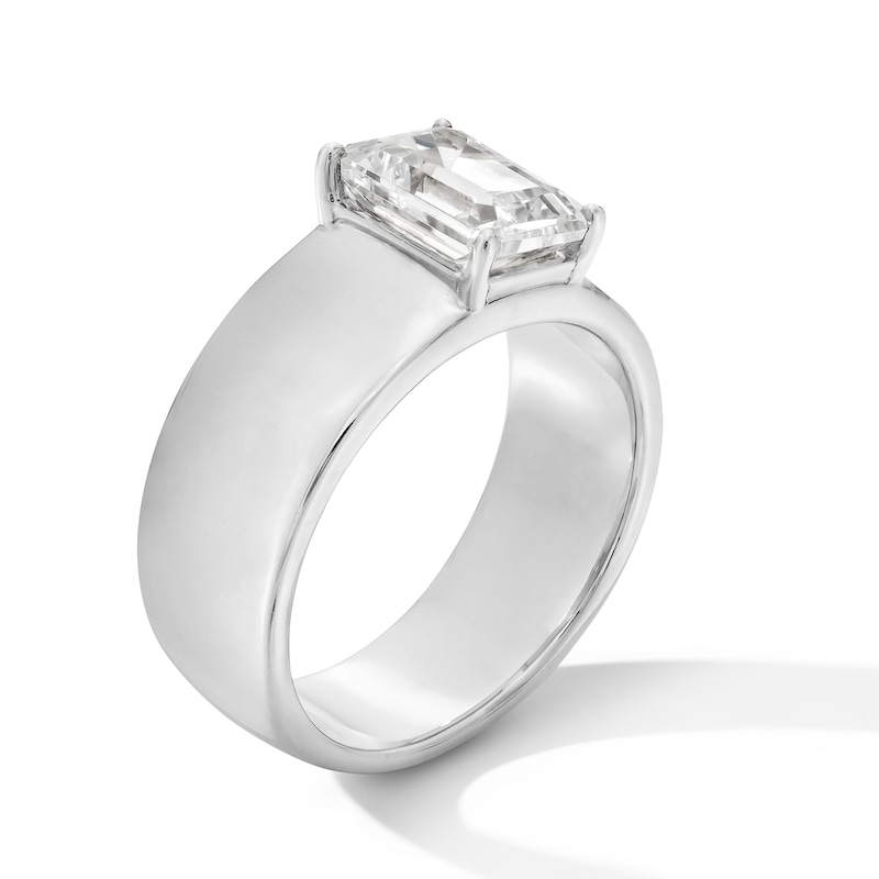 Main Image 2 of 2 CT. Emerald-Cut Certified Lab-Grown Diamond Solitaire Thick Shank Engagement Ring in 14K White Gold (F/VS2)