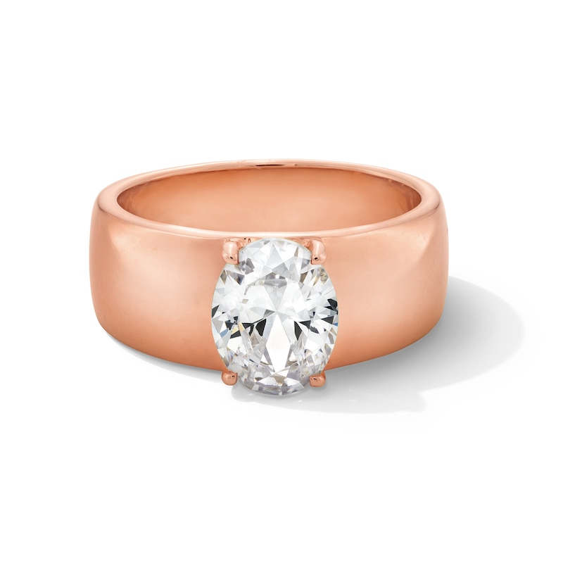 Main Image 1 of 2 CT. Oval Certified Lab-Grown Diamond Solitaire Thick Shank Engagement Ring in 14K Rose Gold (F/VS2)