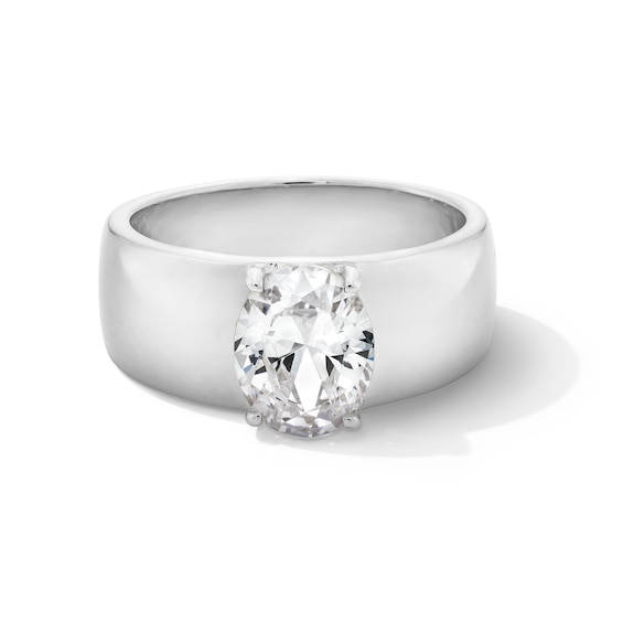 2 CT. Oval Certified Lab-Grown Diamond Solitaire Thick Shank Engagement Ring in 14K White Gold (F/Vs2)