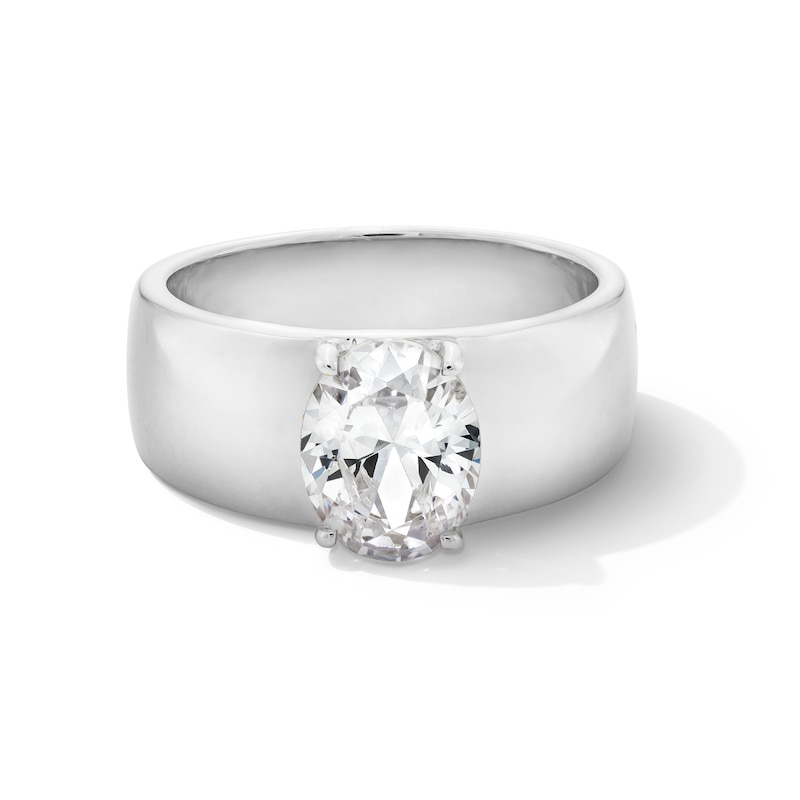 Main Image 1 of 2 CT. Oval Certified Lab-Grown Diamond Solitaire Thick Shank Engagement Ring in 14K White Gold (F/VS2)