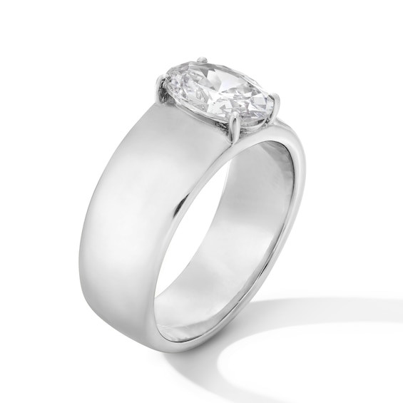 2 CT. Oval Certified Lab-Grown Diamond Solitaire Thick Shank Engagement Ring in 14K White Gold (F/Vs2)