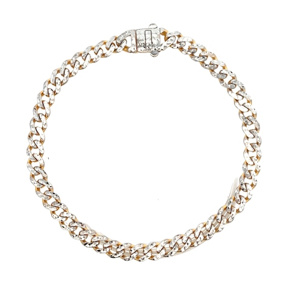 8.0mm Diamond-Cut Miami Cuban Curb Chain Bracelet in Hollow 10K Two-Tone Gold - 8.5"