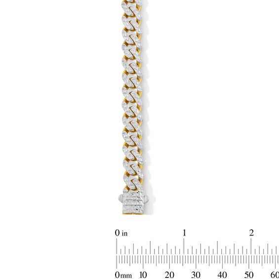8.0mm Diamond-Cut Miami Cuban Curb Chain Bracelet in Hollow 10K Two-Tone Gold - 8.5"