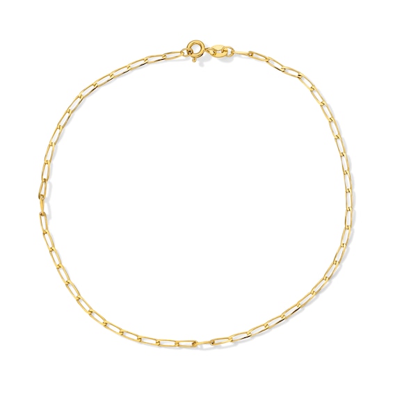 2.0mm Diamond-Cut Paper Clip Chain Anklet in Solid 10K Gold - 10"