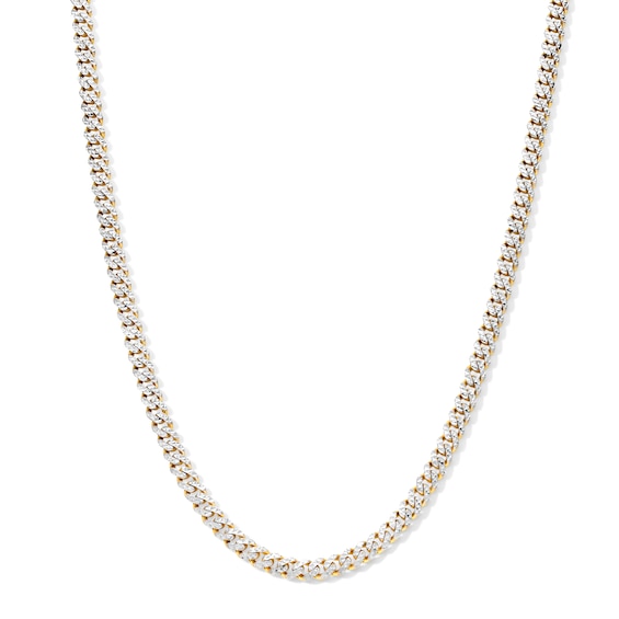 5.0mm Diamond-Cut Miami Cuban Curb Chain Necklace in Hollow 10K Two-Tone Gold - 20â
