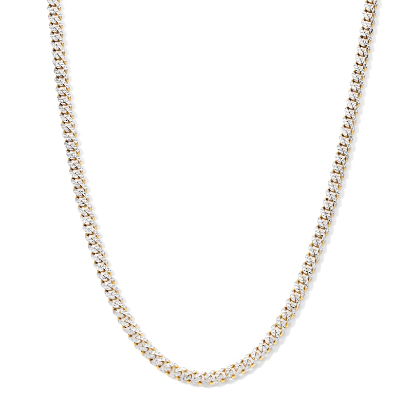 Main Image 1 of 5.0mm Diamond-Cut Miami Cuban Curb Chain Necklace in Hollow 10K Two-Tone Gold - 20”