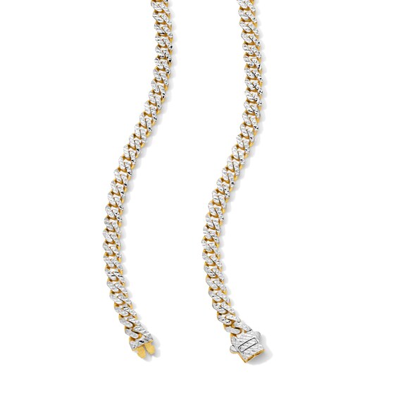 5.0mm Diamond-Cut Miami Cuban Curb Chain Necklace in Hollow 10K Two-Tone Gold - 20â