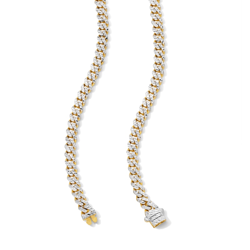 Main Image 2 of 5.0mm Diamond-Cut Miami Cuban Curb Chain Necklace in Hollow 10K Two-Tone Gold - 20”