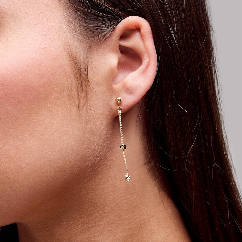 Main Image 2 of Cube Station Chain Drop Earrings in Hollow 10K Gold