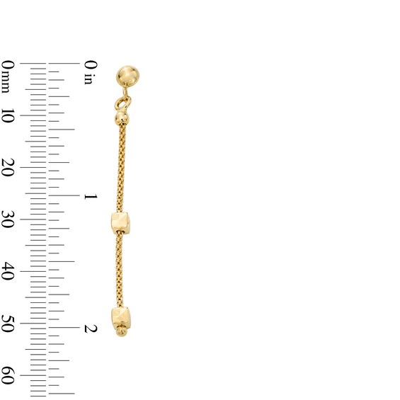 Cube Station Chain Drop Earrings in Hollow 10K Gold