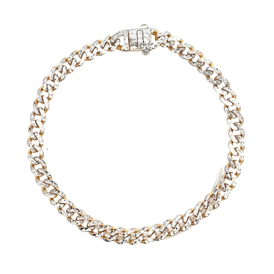 5.0mm Diamond-Cut Miami Cuban Curb Chain Bracelet in Hollow 10K Two-Tone Gold - 7.5â