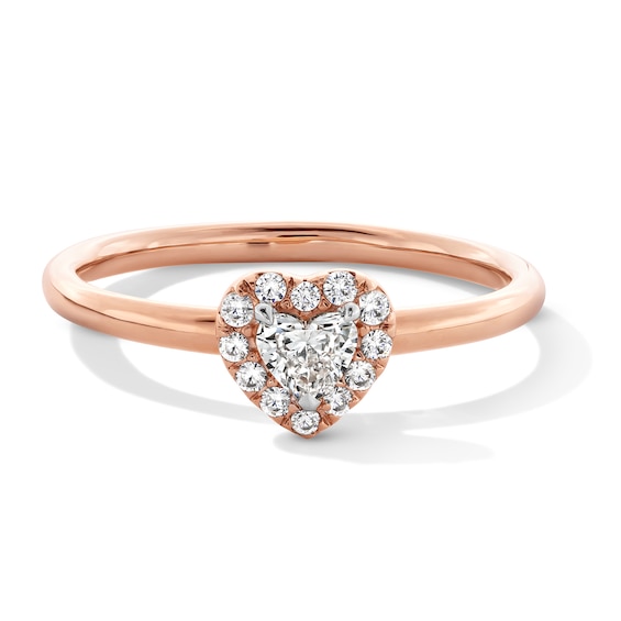 1/4 CT. T.w. Heart-Shaped Certified Lab-Grown Diamond Frame Promise Ring in 10K Rose Gold (F/Si2)