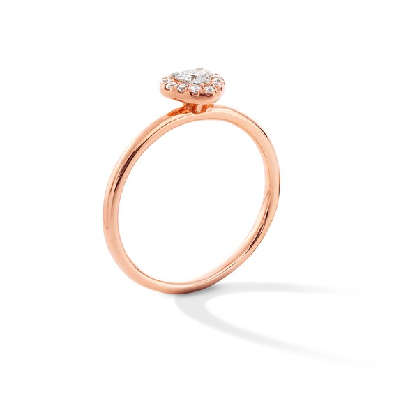 1/4 CT. T.w. Heart-Shaped Certified Lab-Grown Diamond Frame Promise Ring in 10K Rose Gold (F/Si2)