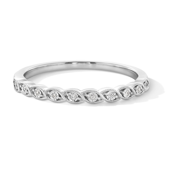 Diamond Accent Vintage-Style Stackable Band in 10K White Gold