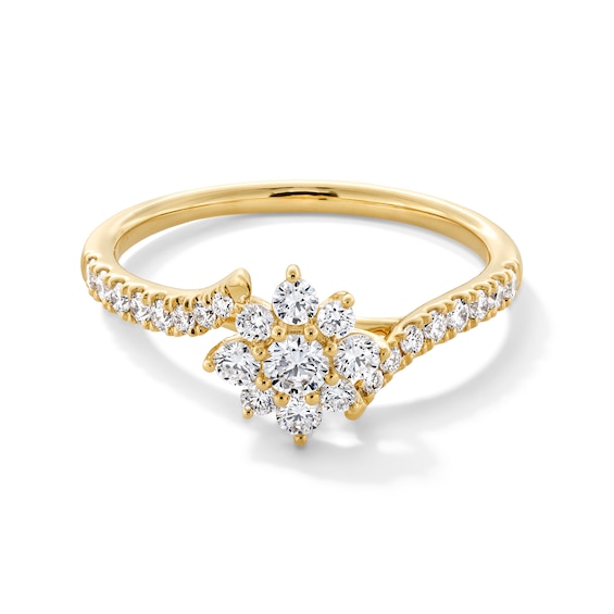 1/ CT. T.w. Lab-Grown Multi-Diamond Bypass Ring in 10K Gold (F/Vs2