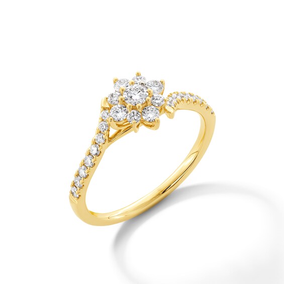 1/ CT. T.w. Lab-Grown Multi-Diamond Bypass Ring in 10K Gold (F/Vs2