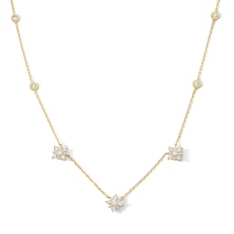 3/4 CT. T.W. Certified Lab-Grown Multi-Diamond Station Necklace in 10K Gold (F/VS2)