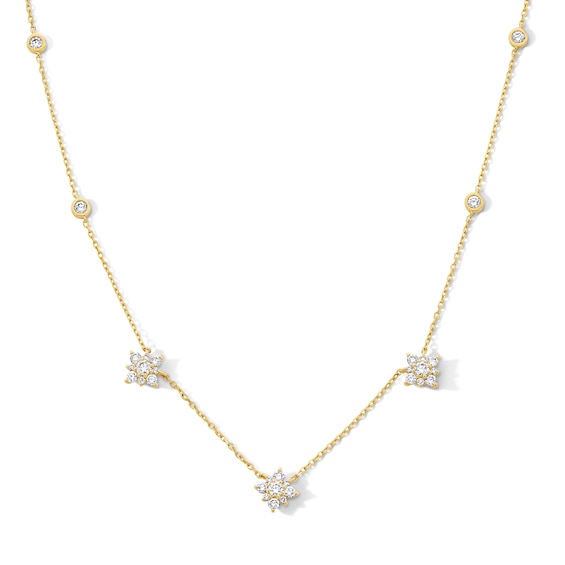 3/4 CT. T.w. Certified Lab-Grown Multi-Diamond Station Necklace in 10K Gold (F/Vs2)