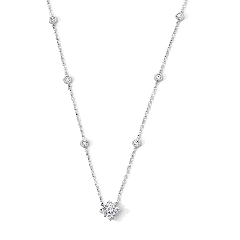 Main Image 1 of 1/2 CT. T.W. Certified Lab-Grown Multi-Diamond Station Necklace in 10K White Gold (F/VS2)