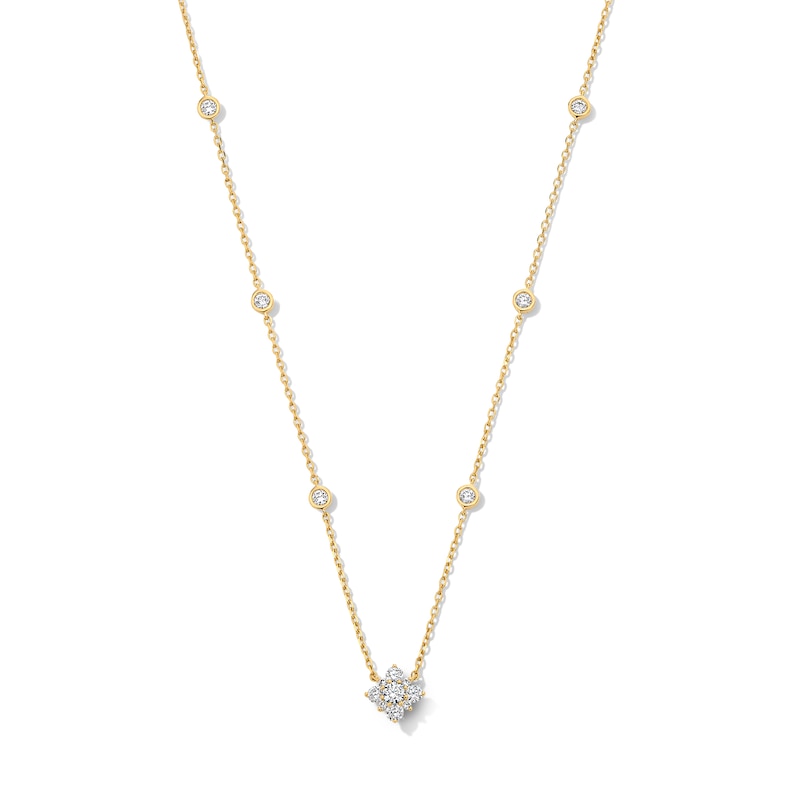 Main Image 1 of 1/2 CT. T.W. Certified Lab-Grown Multi-Diamond Station Necklace in 10K Gold (F/VS2)