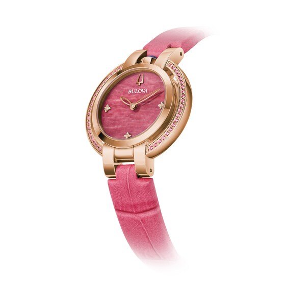 Ladies' Bulova 150th Anniversary Edition Rubaiyat Four Seasons Spring Watch with Pink Rhodonite Dial (Model: 97R103)