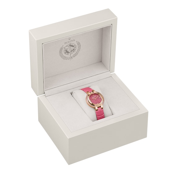 Ladies' Bulova 150th Anniversary Edition Rubaiyat Four Seasons Spring Watch with Pink Rhodonite Dial (Model: 97R103)