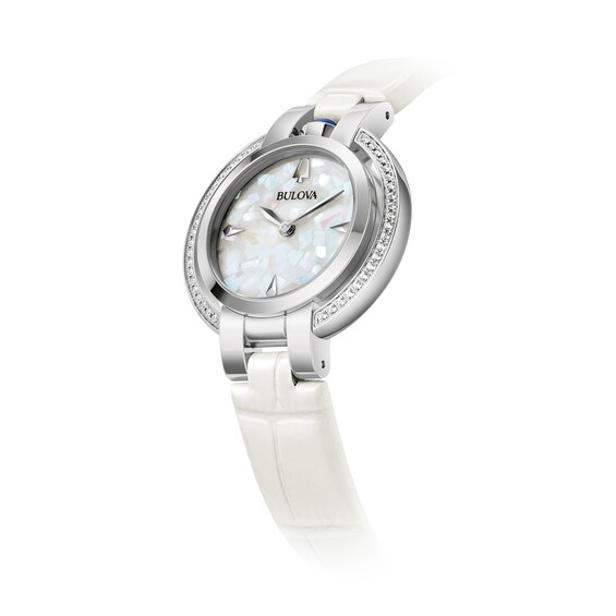 Ladiesâ Bulova 150th Anniversary Edition Rubaiyat Four Seasons Winter Watch with Icy White Dial (Model: 96R254)