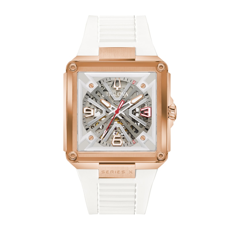 Main Image 1 of Men’s Bulova Limited Edition Series X Marc Anthony Rose-Tone Automatic Watch with Square Skeleton Dial (Model: 97A194)