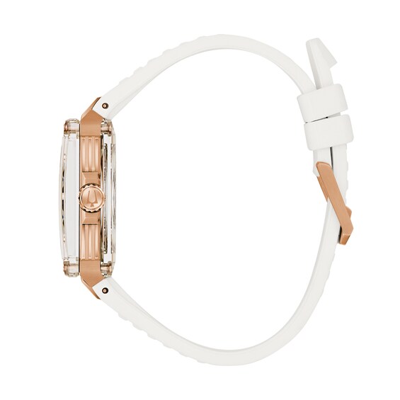 Menâs Bulova Limited Edition Series X Marc Anthony Rose-Tone Automatic Watch with Square Skeleton Dial (Model: 97A194)