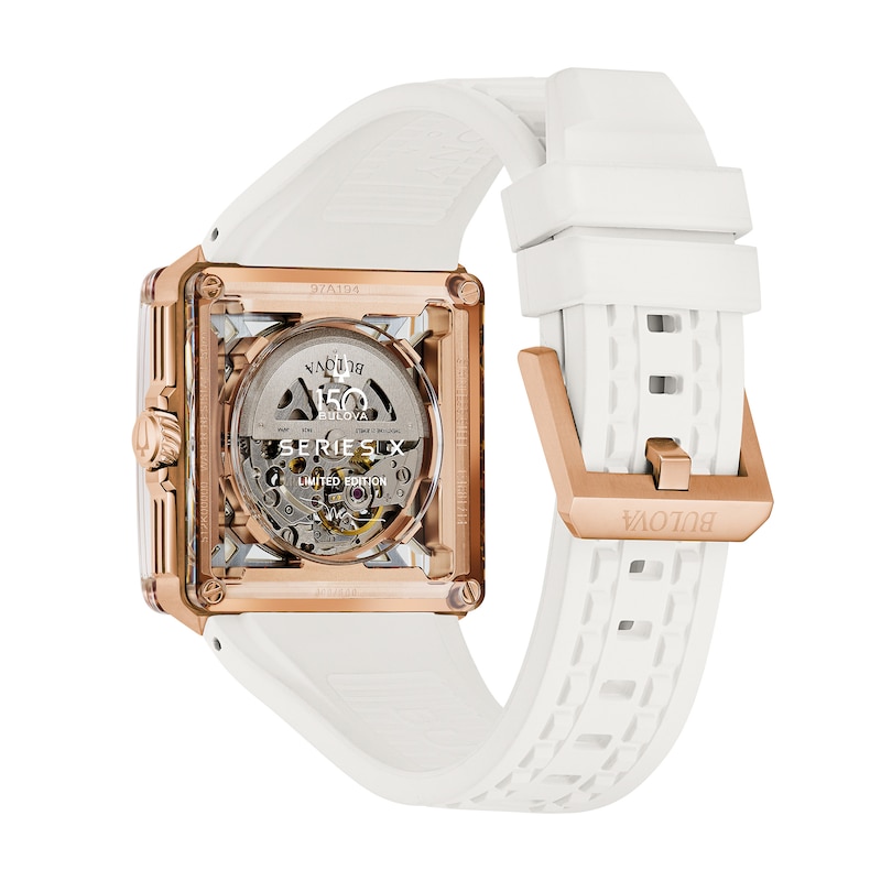 Main Image 4 of Men’s Bulova Limited Edition Series X Marc Anthony Rose-Tone Automatic Watch with Square Skeleton Dial (Model: 97A194)