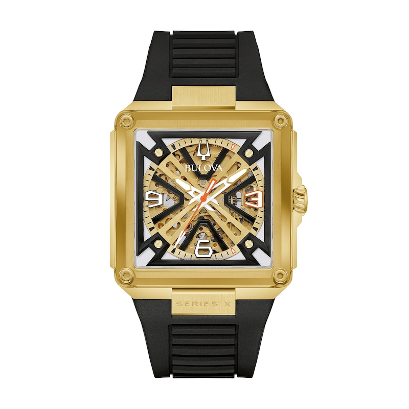 Main Image 1 of Men's Bulova Limited Edition Series X Marc Anthony Gold-Tone Automatic Watch with Square Skeleton Dial (Model: 97A195)