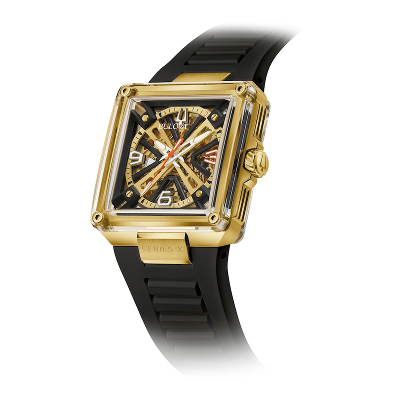 Main Image 2 of Men's Bulova Limited Edition Series X Marc Anthony Gold-Tone Automatic Watch with Square Skeleton Dial (Model: 97A195)