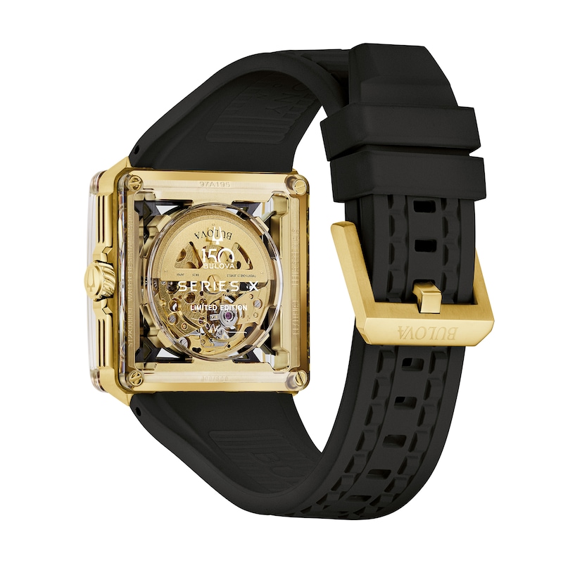Main Image 4 of Men's Bulova Limited Edition Series X Marc Anthony Gold-Tone Automatic Watch with Square Skeleton Dial (Model: 97A195)
