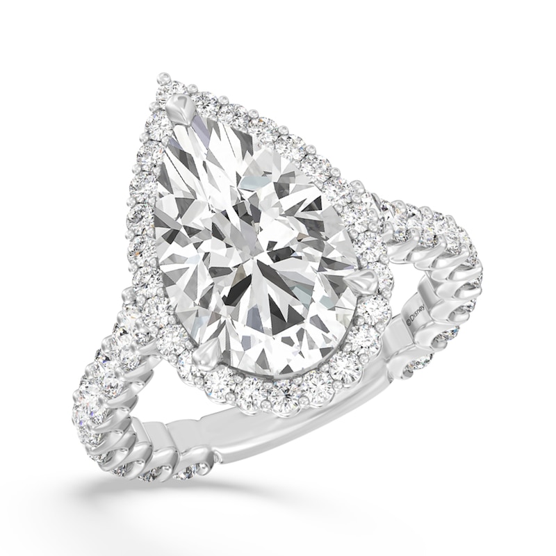 Main Image 1 of Enchanted Star Ariel 6-1/2 CT. T.W. Pear-Shaped Certified Lab-Grown Diamond Frame Engagement Ring in 14K Two-Tone Gold