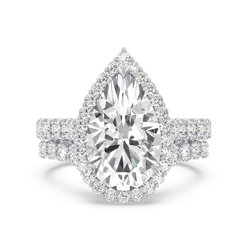 Main Image 5 of Enchanted Star Ariel 6-1/2 CT. T.W. Pear-Shaped Certified Lab-Grown Diamond Frame Engagement Ring in 14K Two-Tone Gold