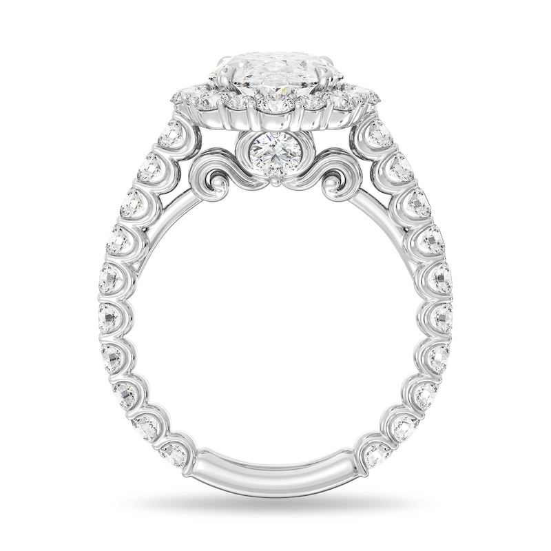 Main Image 2 of Enchanted Star Cinderella 4-3/4 CT. T.W. Oval Certified Lab-Grown Diamond Frame Engagement Ring in 14K White Gold
