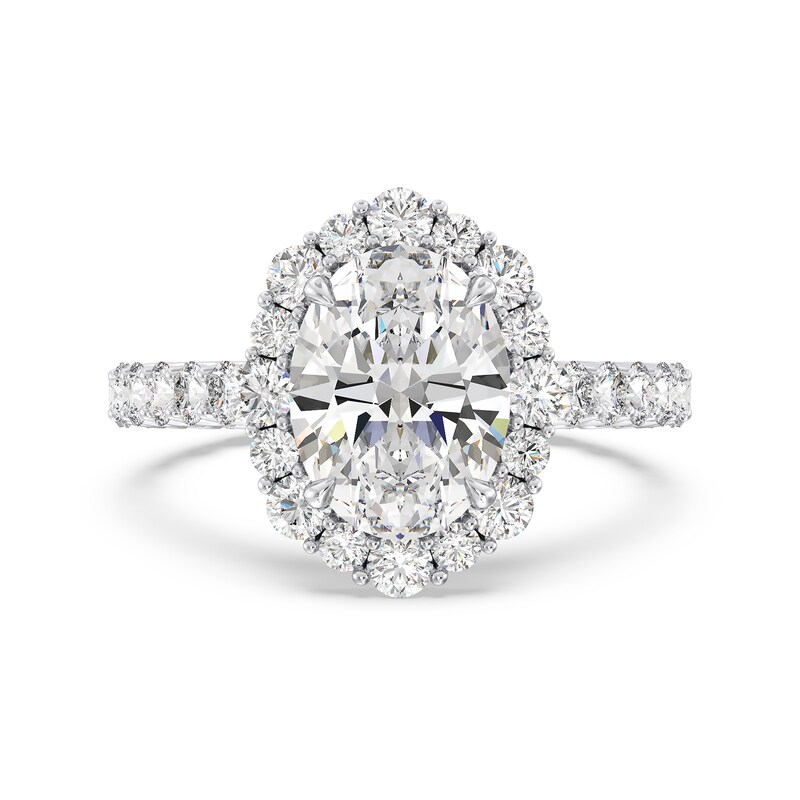 Main Image 3 of Enchanted Star Cinderella 4-3/4 CT. T.W. Oval Certified Lab-Grown Diamond Frame Engagement Ring in 14K White Gold